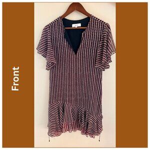 REISS Flutter Sleeve Printed Dress – Size US 6